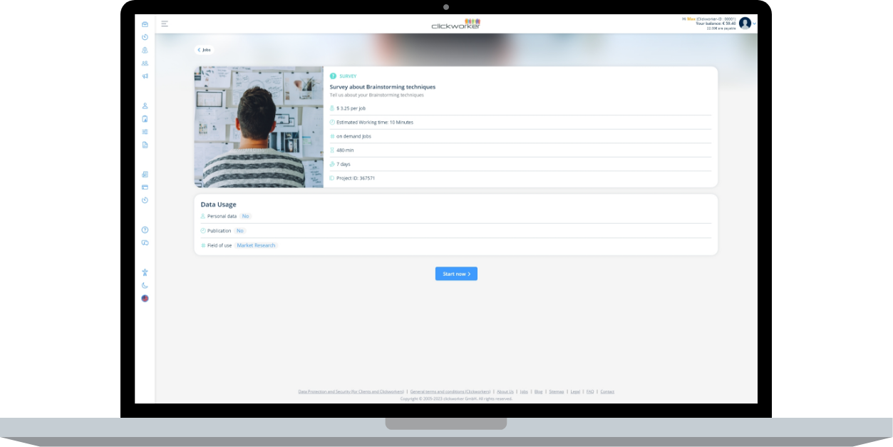 Clickworker App - Desktop