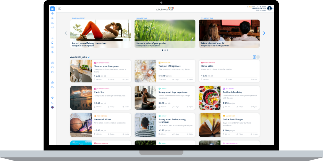 Clickworker App - Desktop